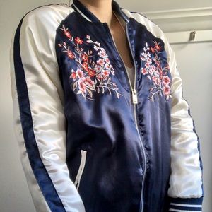Floral Print Varsity Jacket